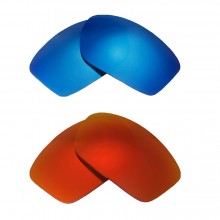 Walleva Fire Red + Ice Blue Polarized Replacement Lenses For Oakley New Valve (2014&after, OO9236 Series) Sunglasses 